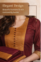 Elegant Jacquard Chiffon Kurti Pant Set with Zari Dupatta